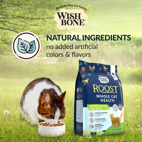 Wishbone Roost New Zealand Chicken, Gluten Free, Grain Free Dry Cat Food - Premium Chicken Recipe for Overall Pet