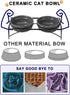 Y YHY Dog & Cat Food Bowls, 12OZ Ceramic Elevated Pet Bowls with Sturdy Metal Stand, Grey