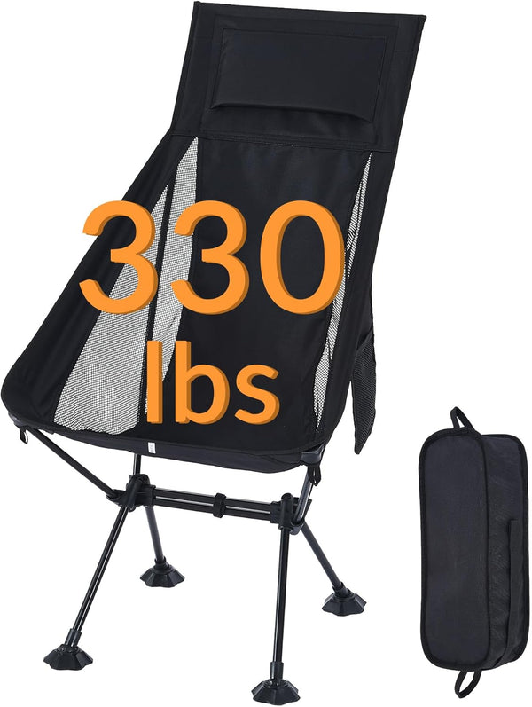 High Back Lightweight Camping Chair for Adults with Wide Seat and Head