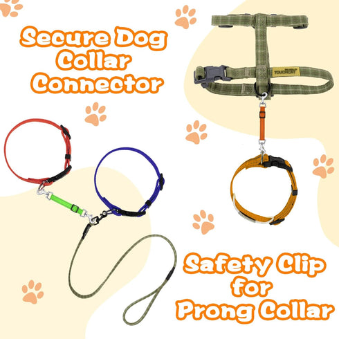5 Pcs Adjustable Reflective Nylon Dog Collar Clips, Metal Double Ended Backup Clasp for Dog Harness (Bright Color)