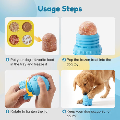 3-in-1 Frozen ZOMISIA Dog Treat Toy, Long Lasting Interactive Dog Chew Toy, Slow Food Training to Reduce Anxiety
