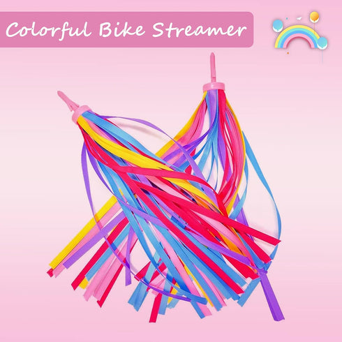 kortes Kids Bike Bell and 2 Pack Streamers, Children's Bike Accessories (Pink, Red, & Blue)