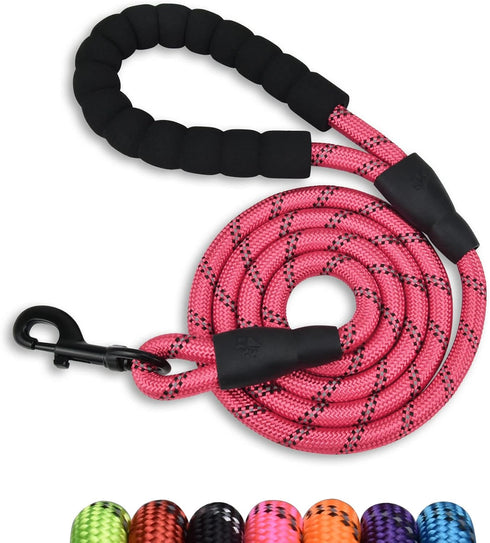 5/6 FT Strong Dog Leash for Pets, Highly Reflective Rope, Soft Padded Handle, 360-Degree Rotating Metal Buckle, 5ft