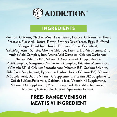 Addiction Viva Venison Cat Grain Free Dry Cat Food, Complete Balanced Recipe for Healthy Digestion, 4 lb (2 Packs)