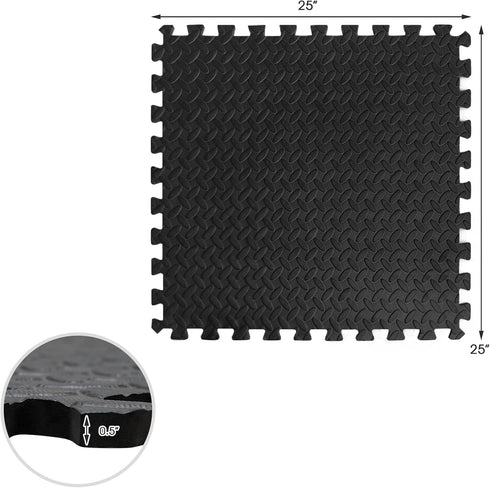 12 1/2" Tangkula Tiles Exercise Flooring Mats with Border, Non-Slip EVA Foam Protective Mats, Elastic Puzzle Play Mats