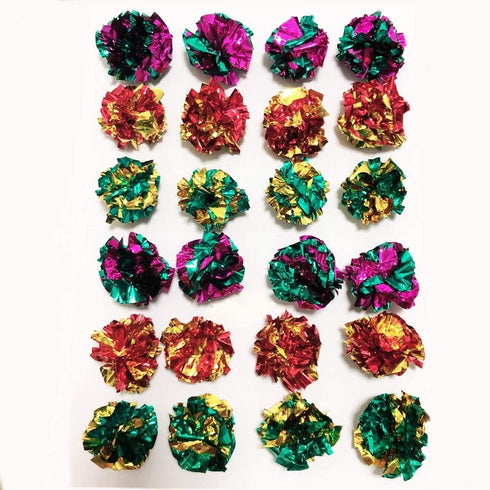Mylar Crinkle Balls Cat Toys, Interactive Crinkle Cat Toy Balls, 2 Inch, 24 Pack