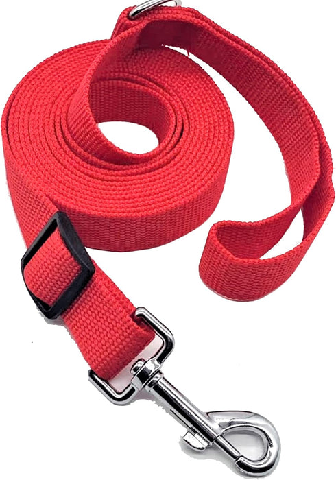 Adjustable Nylon Dog Leash, 6FT/10 FT Long for Small Medium Large Dogs - Red