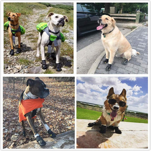 Waterproof Dog Boots - Outdoor Shoes for Medium to Large Dogs with Reflective Fastening Straps and Rugged Anti-Slip