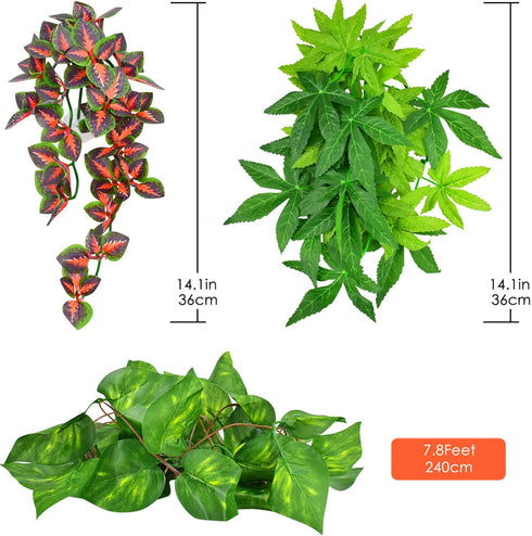 3 KATUMO Reptile Plants, PCS Amphibian Hanging Plants with Suction Cup for Snake, Bearded Dragons, Lizards, Geckos
