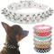PETCARE Spiked Dog Collar, White Soft PU Leather, Adjustable Outdoor Collar for Small Medium Large Dogs