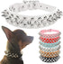 PETCARE Spiked Dog Collar, White Soft PU Leather, Adjustable Outdoor Collar for Small Medium Large Dogs