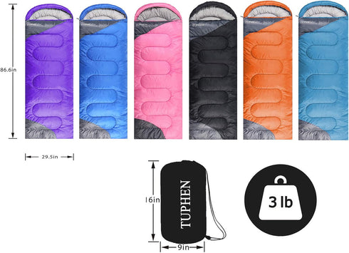 tuphen- Sleeping Bags for Adults, Kids, Boys, Girls, Lightweight & Waterproof Cotton Liner for Camping, Hiking