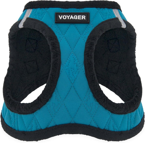Voyager Step-In Plush Dog Harness, Soft Vest Harness for Small and Medium Dogs - Turquoise Plush, L