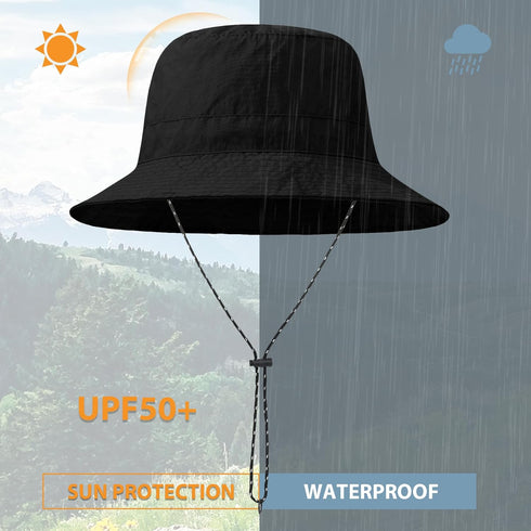Zando Waterproof Bucket Hat - UPF 50+ Sun Hats for Women and Men, Packable Outdoor Hiking Fishing Hat
