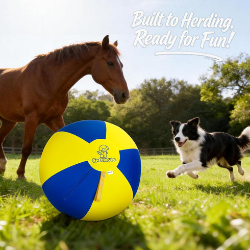 SHEENLULU 25'' Herding Ball for Dogs & Horses, Large Dog Traing Ball with Handle, Big Collie Ball for Australian