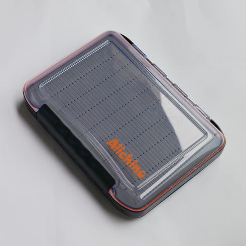 Large Double Sided Fly Box for Fishing Flies - Waterproof Tackle Storage with Grey Foam Insert (Only Box)