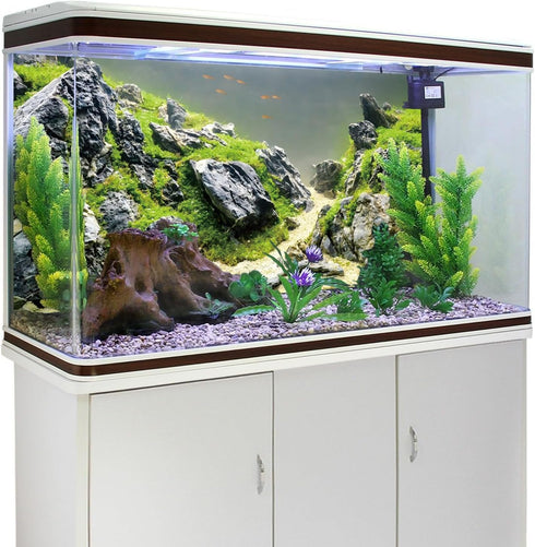 AWERT 48x24 inches Stone Fish Tank Background, Aquatic Plant River Bed & Lake Vinyl Background