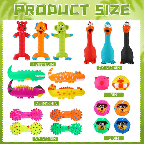 Shappy 20 Pcs Squeak Latex Puppy Toy, Squeaky Dog Toys for Small Medium Large Pets, Interactive Play Fetch