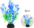 Aquarium Fish Tank Decorations 8 PCS Small Blue Tree Artificial Plastic Plants for Betta Fish Ornaments
