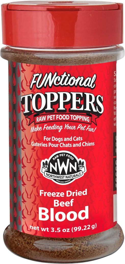 Northwest Naturals Freeze-Dried Beef Blood Functional Topper for Dogs & Cats, Healthy, 3.5 Oz