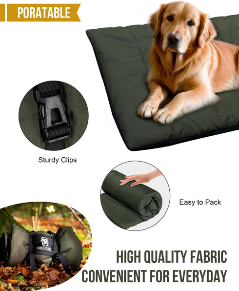 OneTigris Large Dog Bed, Washable Mattress with Anti-Slip Cushion, 3.6ft by 2.2ft Water-Resistant Pet Bed, Green