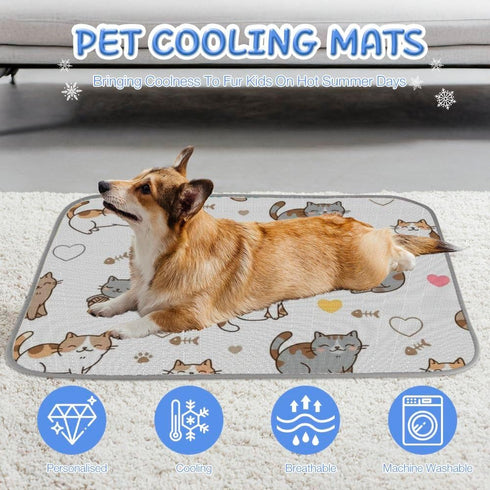 imiBBWQu Summer 27" 22" Dog Cooling Mat Cats Grey White Yellow Dog Cooling Mat Pad Washable Cat Pet Pad Bed Bed Mats