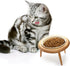 DEAYOU Ceramic Cat Bowl, Adjustable Tilted Elevated Pet Dish, No Spill Feeder with Wood Stand, 600 ML/20 OZ