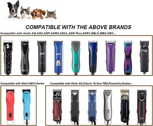 7FW Wide Pet Dog Grooming Detachable Blades, Compatible with Andis, Oster A5, Wahl KM10 Clippers, Cut Length 1/8"