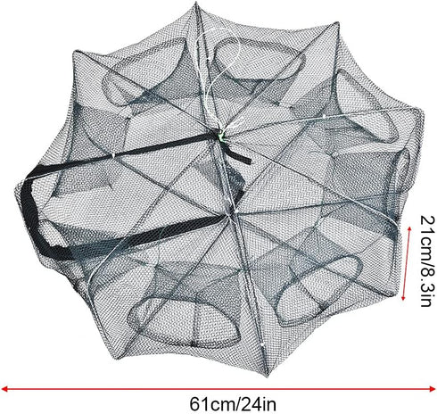 RiToEasysports Fish Net, Portable Collapsible Fishing Trap with Steel Wire Frame for Crab and Lobster, Perfect