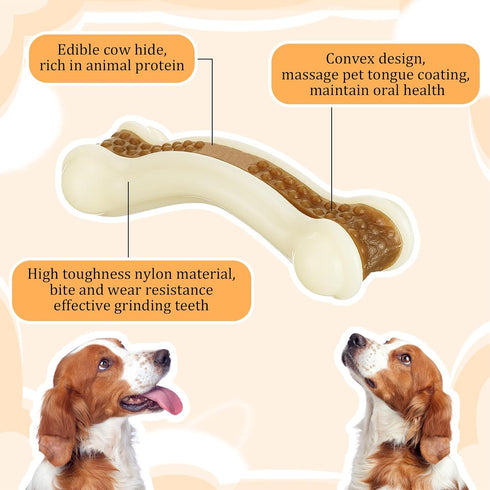 6 Pieces Dog Chew Toys for Aggressive Chewers, Real Beef Flavor, Durable Nylon, Small Breed Puppies