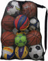 Heavy Duty Sports Ball Bag, Extra Large Drawstring Mesh Ball Bags for Coach, Adjustable Strap for Soccer, Basketball,