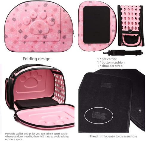 Lofik inch Travel Outdoor Portable Folding Pet Dog Carrier Cat Carrier Pet Travel Bag Pet Breathable Tote Pink