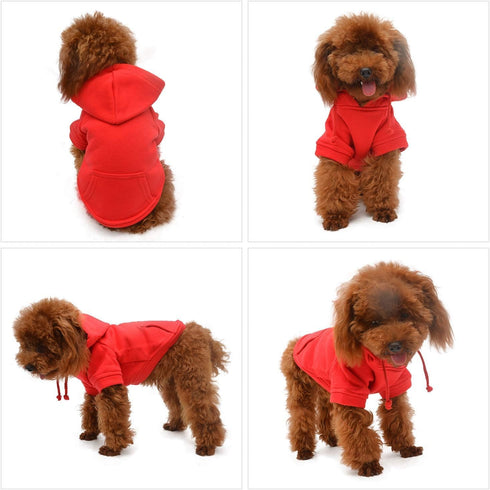 Lovelonglong Red Basic Hoodie Sweatshirt for Dogs, 100% Cotton, Fits Small Medium Dachshund Large Dog, XXL