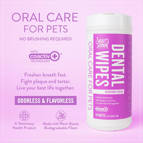 Pet Dental Wipes by SKOUT'S HONOR