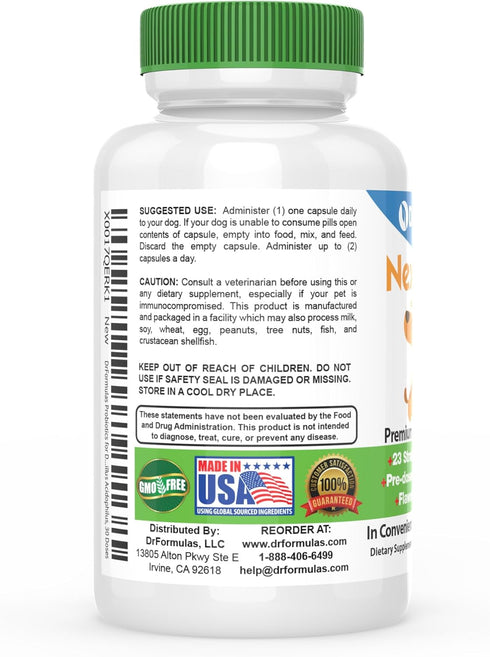 DrFormulas Probiotics for Dogs & Puppies, Diarrhea Treatment, Flavorless, 23 Premium Doses with Saccharomyces Boulardii
