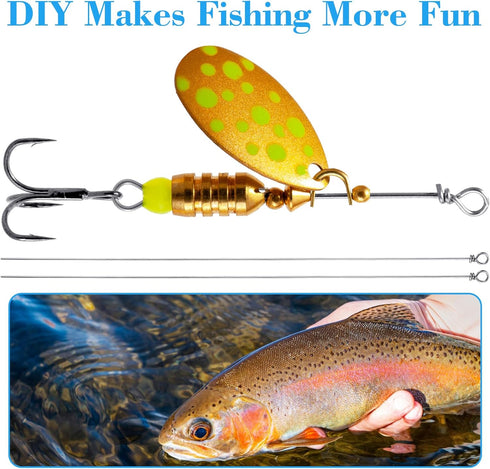 Apojgitn 100PCS Fishing Wire Spinner, Stainless Steel Lure Making Supplies Kit for Hanging Fishing Spinners Rigs