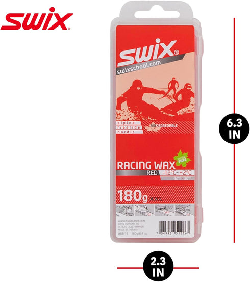 Swix Red Bio Degradable Ski/Snowboard Average Temperature Wax (180g Bar)