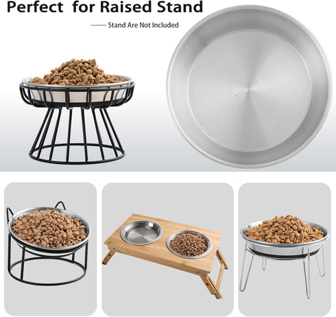 Stainless Steel Cat Bowls, Whisker Friendly Shallow Dishes for Food and Water, Non-Slip Silicone Bottom, 2 Pack