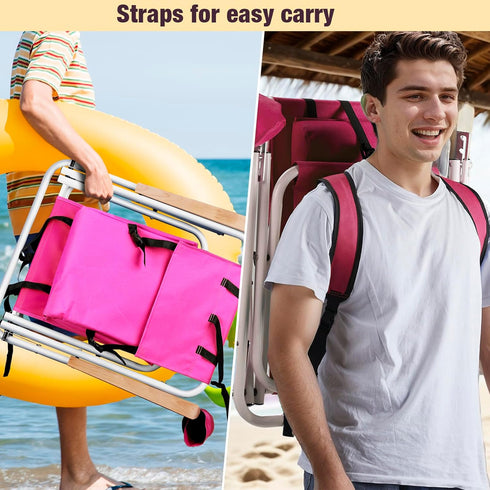 FUCIHOMA Backpack 4 330 lbs Set 1, 23"x21.7"x31.5", Beach Chair, Position Folding Reclining Lounge, Heavy Duty Steel