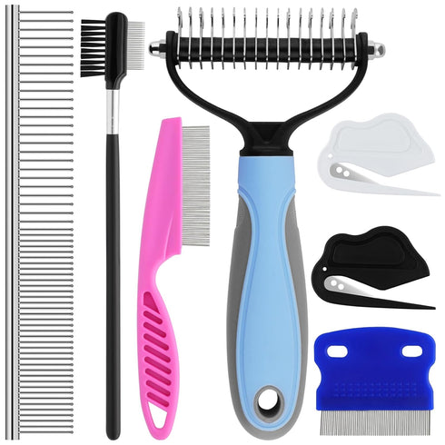 GUBCUB 7 Pack Pets Grooming Brush Comb Kit,Double-Side Deshedding Dematting Dog Brush,Undercoat Rake