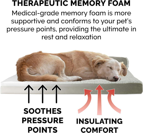 Furhaven Memory Foam Dog Bed for Medium/Small Dogs, Washable Cover & Removable Bolsters, Up to 35 lbs - Dark Sage,