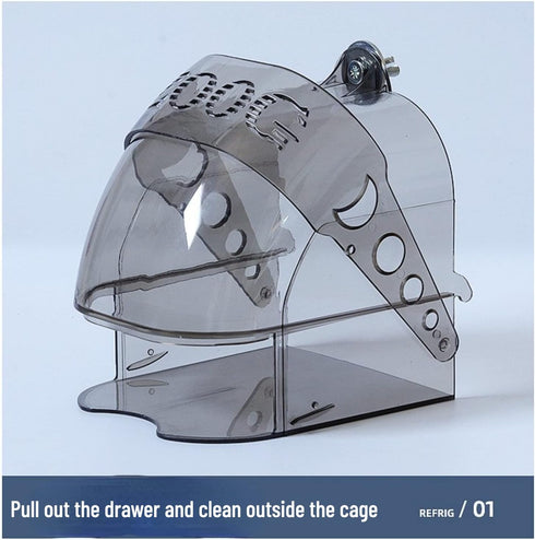 Bird Bath Cage, Cleaning Pet Supplies Cockatiel Bird Clear Bathtub with Bottom Drawer for Little Birds