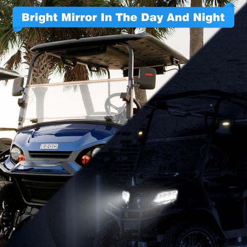 Golf Cart Mirror Universal - with Turn Signal Light, Rear View Mirrors for Club Car Ezgo Yamaha