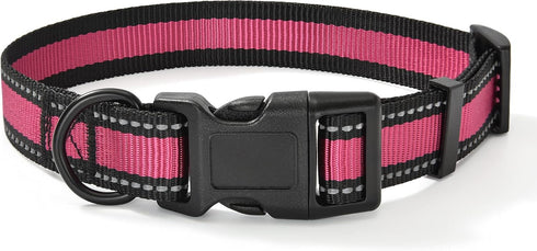 Mile High Life Pink Dog Collar for Small Dogs - Nylon Reflective Light Weight Puppy Collar (X-Small)