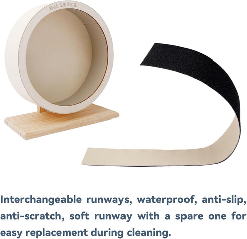 6.6in 2 (6.6in) Silent Hamster Wheel with Natural Chew Toys - Wooden Exercise Wheel with Removable Track, Quiet Spinner