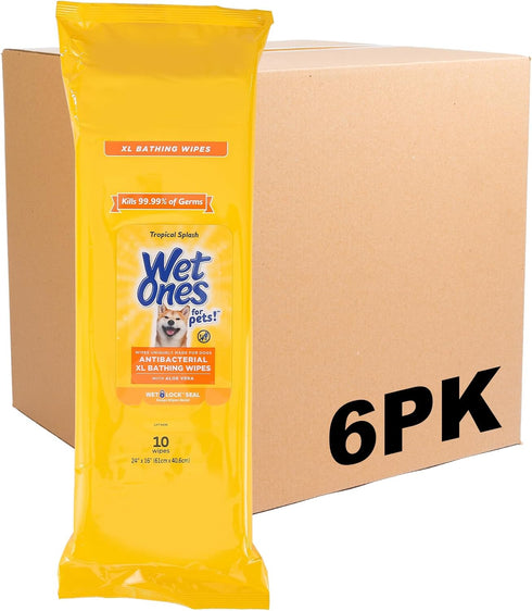 Wet Ones for Pets, XL Disposable Pet Bathing Wipes, Tropical Splash Scent, 10ct - 3 Pack, Extra Large Dog Cleaning Wipes