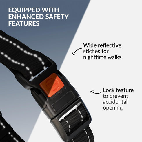 CollarDirect Martingale Dog Collar, Stainless Steel Chain and Quick Release Buckle, Reflective Collar for Dogs, Black