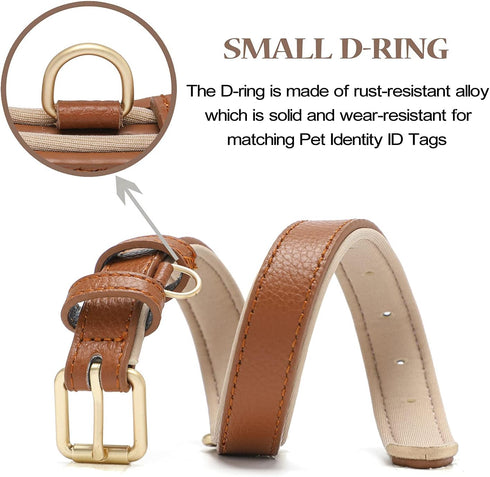 Leather Dog Collar for Small Medium Large Dogs, Soft Waterproof Padded Puppy Collars