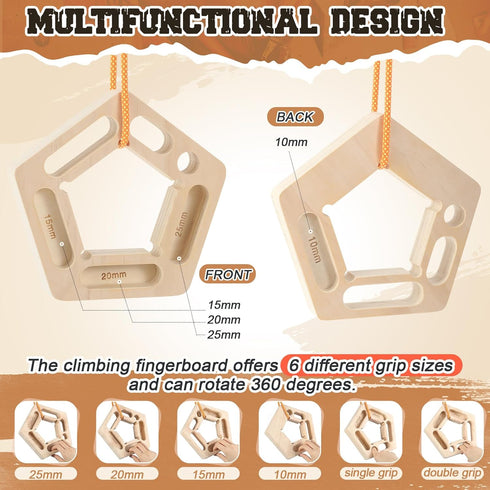 2 Pack Wenqik Portable Hangboard Rock Climbing Hang Holds Climbing Fingerboard for Indoor and Outdoor Bouldering