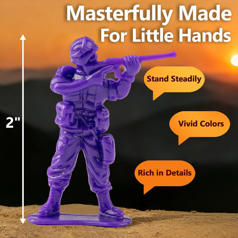 200Pcs Playset 10 10 WW2 6-8 8-12 Divwa Army Men Toy Soldier Action Figure with Colors and Poses Classic Plastic Green